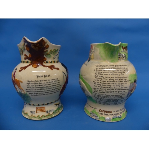 169 - A Fieldings Crown Devon pottery 'Widdicombe Fair' musical Jug, 7¼in (18.5cm) high, together with ano... 
