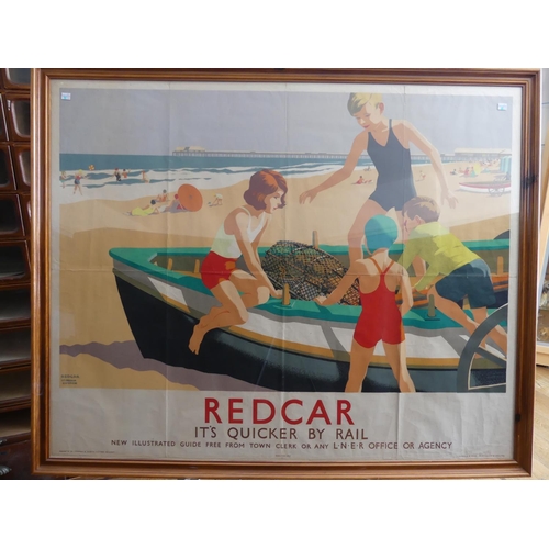 191 - After Leonard Cusden (British, 1898-1979), 'Redcar  - It's Quicker by Rail', LNER tourism poster, co... 