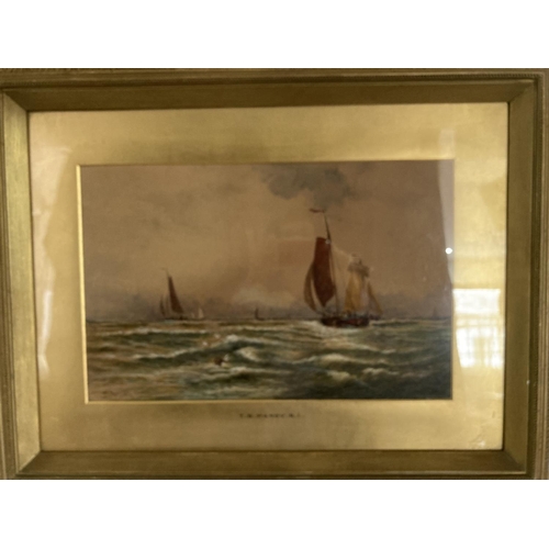 193 - Thomas Bush Hardy R I (1842-1897), Dutch Trawlers Outward Bound, signed, inscribed and dated 1887, w... 