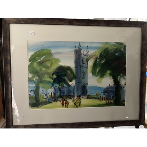 197 - Susan Taylor (20th/21st century), Village fete and church, watercolours, a pair, unsigned, 14½in x ... 