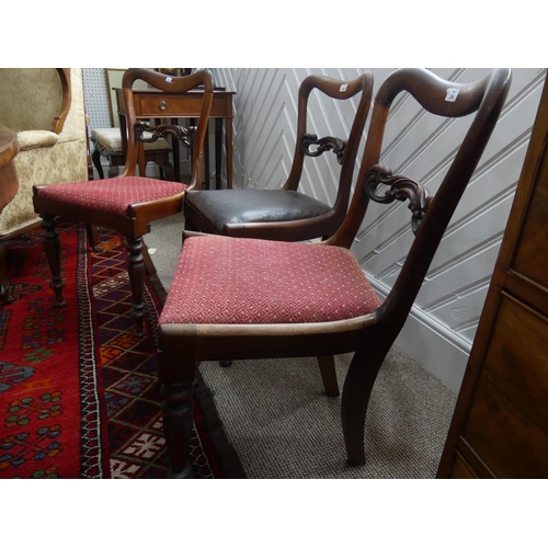 296 - A set of six Victorian rosewood balloon-back Dining Chairs, with a scrolled bar back and drop in sea... 