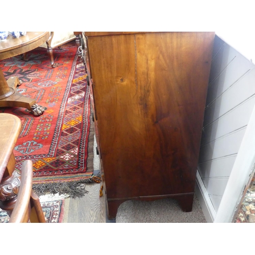 301 - A Victorian mahogany bow-front Chest of Drawers, with two short and three long drawers above shaped ... 