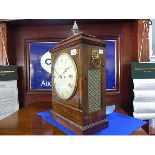 325 - A Regency rosewood and brass cased Bracket Clock, signed Vincent, London, with an 8in (20cm) convex ... 