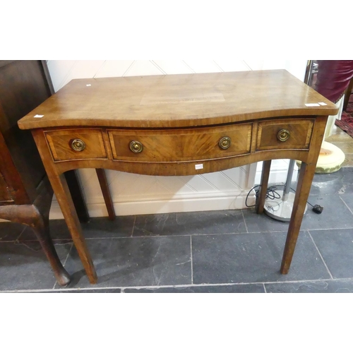 334 - An Edwardian mahogany serpentine-shaped Side Table, with cross banding and boxwood stringing, three ... 