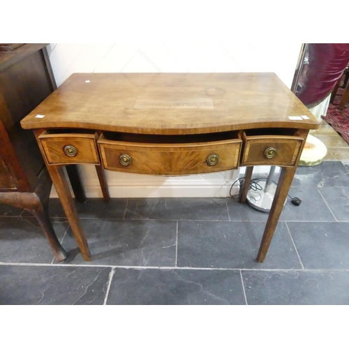 334 - An Edwardian mahogany serpentine-shaped Side Table, with cross banding and boxwood stringing, three ... 