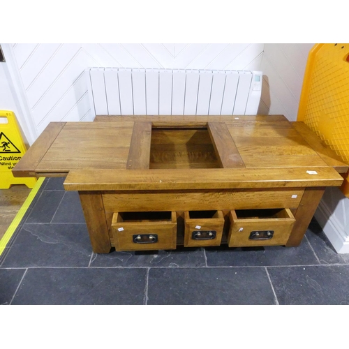 344 - A modern wooden Coffee Table, with three frieze drawers, 48in long x 28in wide  x 20in high (122cm x... 