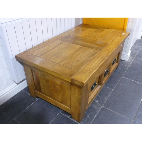 344 - A modern wooden Coffee Table, with three frieze drawers, 48in long x 28in wide  x 20in high (122cm x... 