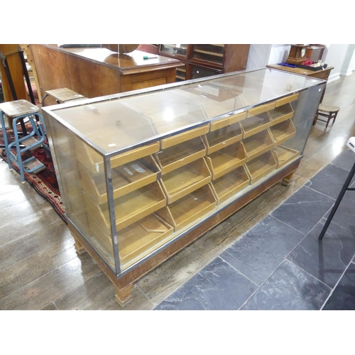 352 - A mid-20th century 'Metalbrites' chrome and glass Haberdashery Counter, of rectangular form with gla... 