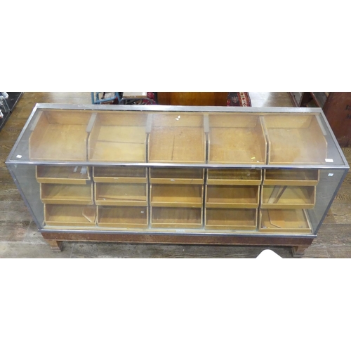 352 - A mid-20th century 'Metalbrites' chrome and glass Haberdashery Counter, of rectangular form with gla... 