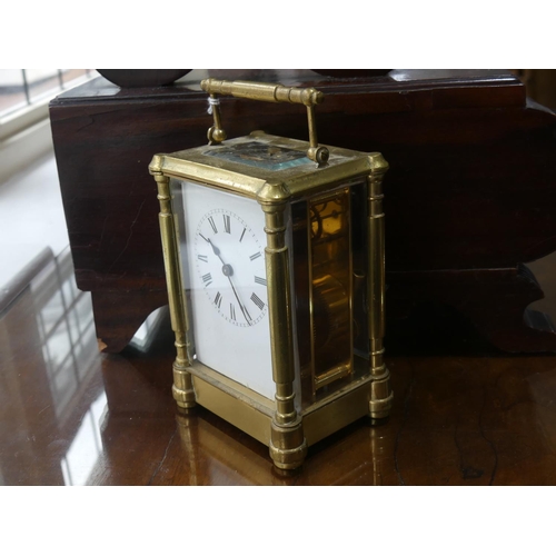 403 - A French gilt brass Carriage Clock, of traditional five-glass form, clock not working, 6½in (16.5cm)... 