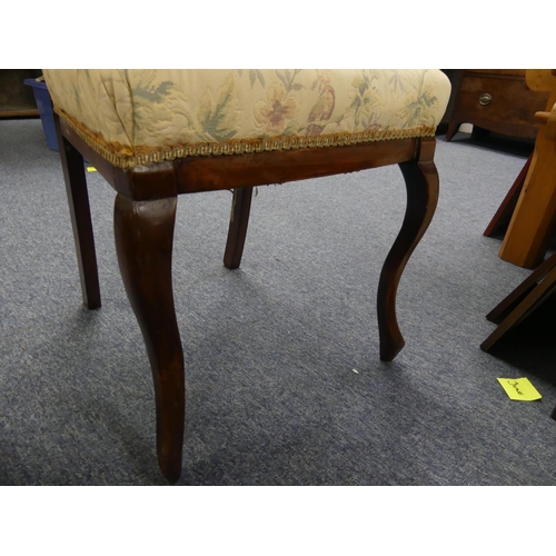 410 - A set of four Edwardian mahogany-framed Parlour Chairs, the pierced back-splat above a stuff-over se... 