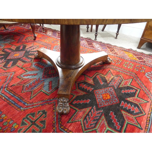 424 - An early 19th century rosewood Breakfast Table, the circular tilt top on a plain column and concave ... 