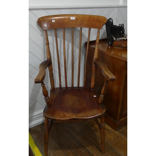 430 - A late Victorian ash and elm Windsor Chair, with turned supports and saddle seat, 21½in (54.5cm) wid... 