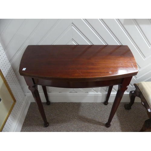 431 - A 19th century mahogany fold-over Card Table, of rounded rectangular form, with concertina pull-out ... 