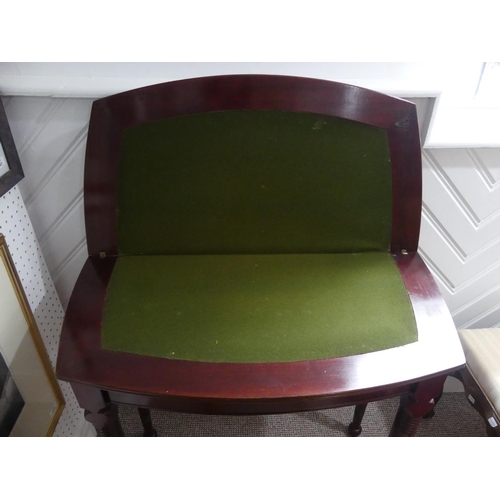 431 - A 19th century mahogany fold-over Card Table, of rounded rectangular form, with concertina pull-out ... 