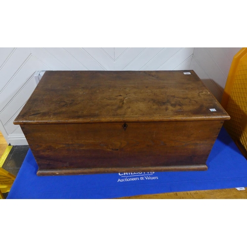 436 - A vintage stained elm Chest, of rectangular form with hinged lid, 34in (86.25cm) wide x 17in (43cm) ... 