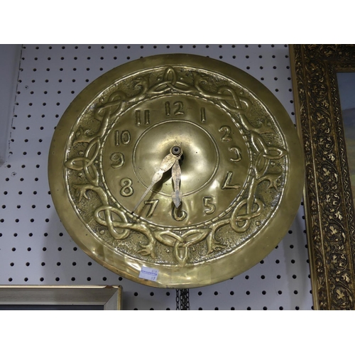 446 - An Arts and Crafts circular Brass Wall Clock, in the manner of Margaret Gilmour, Glasgow School, wit... 