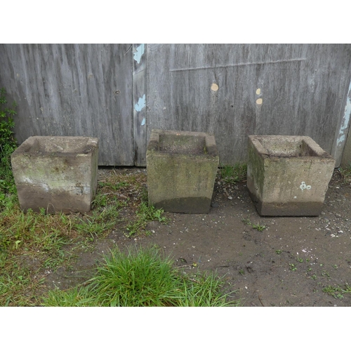 454 - Four reconstituted stone square Plant Pots, 15in x 15in (38cm x 38cm),Note; This lot can be Viewed a... 