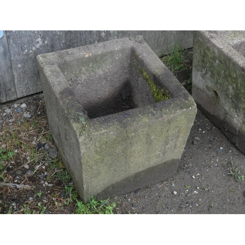 454 - Four reconstituted stone square Plant Pots, 15in x 15in (38cm x 38cm),Note; This lot can be Viewed a... 