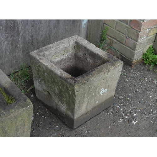 454 - Four reconstituted stone square Plant Pots, 15in x 15in (38cm x 38cm),Note; This lot can be Viewed a... 