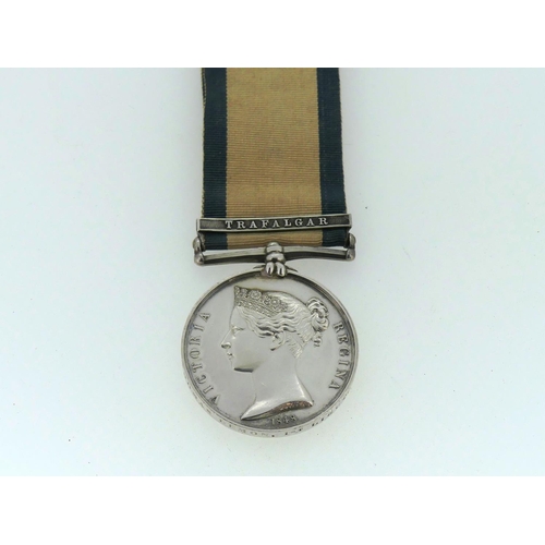 48 - Naval General Service Medal, 1847, named to Thomas Lemon. 1st Lieut. R.M., with one clasp Trafalgar.... 