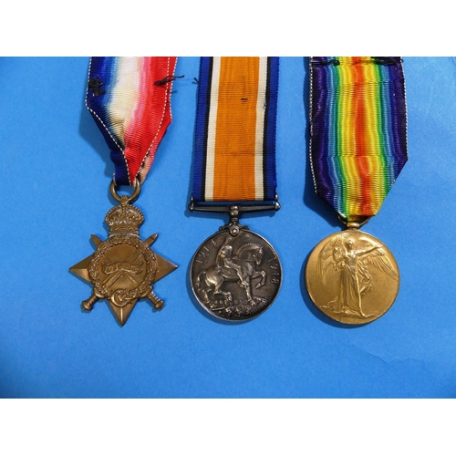 57 - A W.W.1 trio of Medals, named to L-29372 Gnr: H. T. Tidswell. R.F.A., comprising 1914-1915 Star, Bri... 