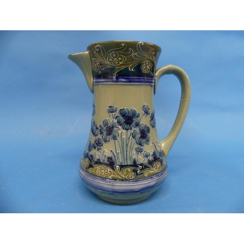 75 - Macintyre Moorcroft Florian ware hot water Jug, lacks cover and handle cracked, marks to the base, 6... 