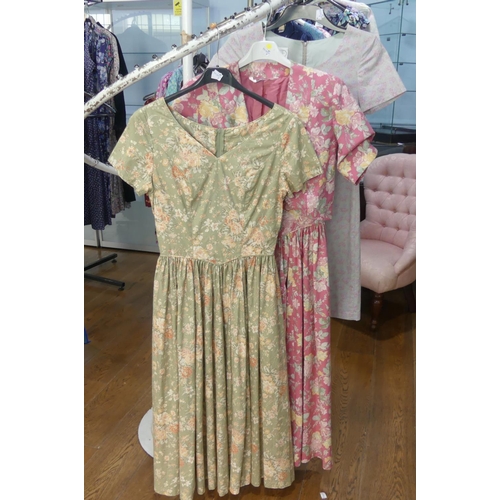 9 - Vintage Fashion, Laura Ashley circa late 1970s/early 1980s: A pale sage-green ground rose print cott... 