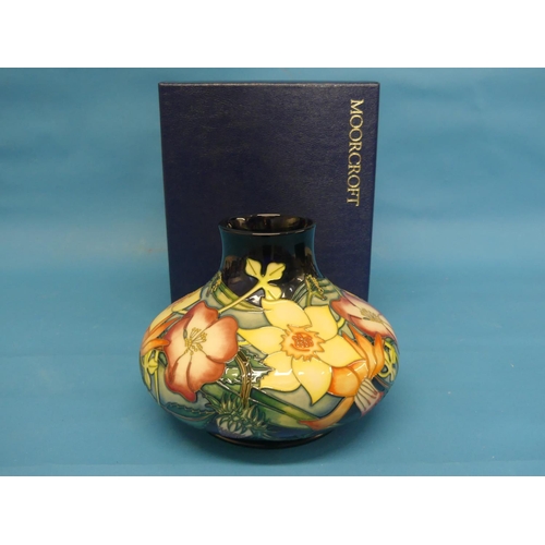 92 - A Moorcroft pottery squat Vase, stamped Golden Jubilee 2002 with ERII cipher, dated 2001, monogramme... 