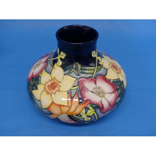 92 - A Moorcroft pottery squat Vase, stamped Golden Jubilee 2002 with ERII cipher, dated 2001, monogramme... 