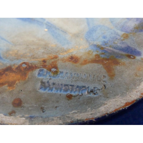 98 - A large C. H. Brannam (Barnstaple) pottery Jardiniere, ovoid with wavy rim,  the blue-ground body sg... 