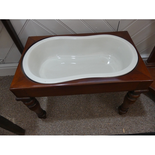 432 - A Victorian mahogany cased Baby Bath, with ceramic bath and rectangular cover, 22in (56cm) wide x 14... 