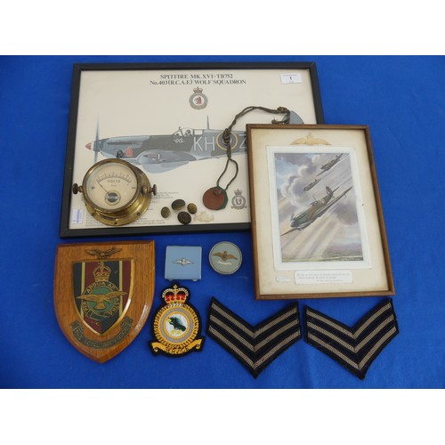 1 - A W.W.1 pair of Medals, framed, and a W.W.2 pair of Medals, framed, together with a small collection... 