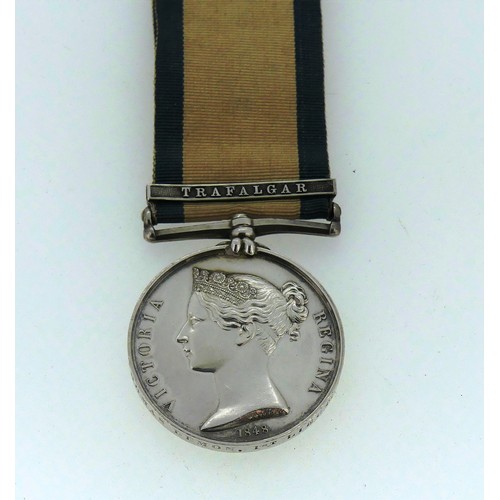 48 - Naval General Service Medal, 1847, named to Thomas Lemon. 1st Lieut. R.M., with one clasp Trafalgar.... 