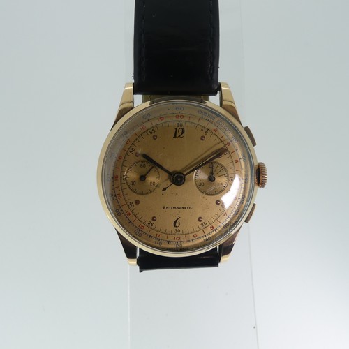 391 - A continental 18ct gold gentleman’s Chronograph Wristwatch, with French marks and Swiss movement, th... 