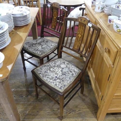 299 - A set of four Edwardian mahogany and inlaid Parlour Chairs, 16in (42cm) wide x 16in (42cm) deep x 33... 