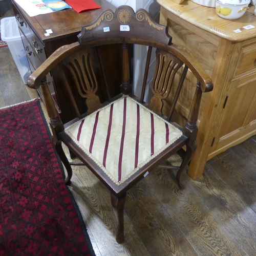 299 - A set of four Edwardian mahogany and inlaid Parlour Chairs, 16in (42cm) wide x 16in (42cm) deep x 33... 