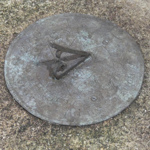 309 - A vintage Sundial on Stoneware Column, broken, 25in (63.5cm) tall.