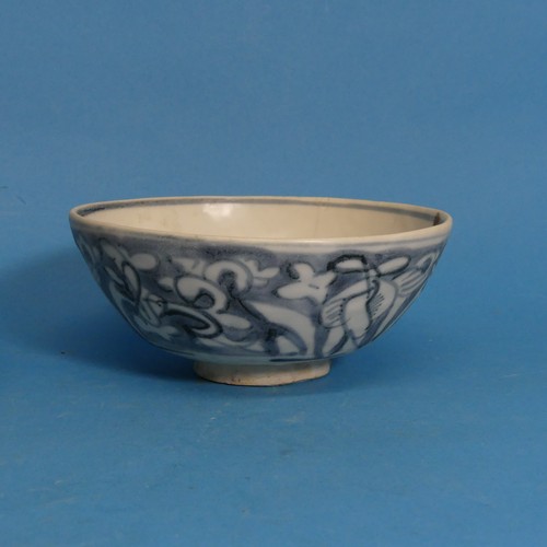 63 - A pair of antique Chinese Shipwreck Cargo Bowls, with blue and white decoration and central motif, o... 