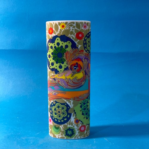 130 - A retro Rosenthal studioline Vase, decorated in bright colours, factory marks to base, 21.5cm tall.... 