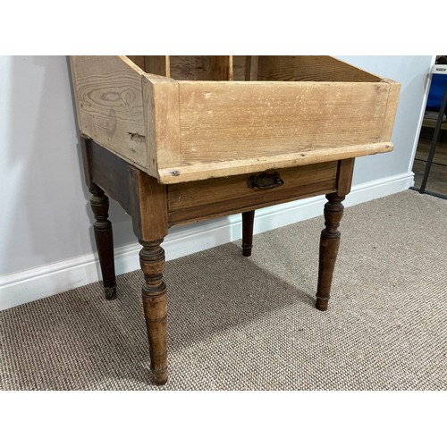 342 - An early 20thC pine Desk Top, on associated stand, W 64cm x total H 87cm x D 66cm.