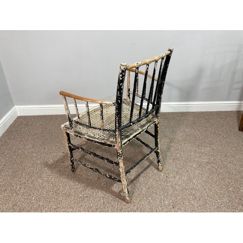 360 - Two Sussex-style chairs, each spindle back with rush seats, together with another Sussex-style arm c... 