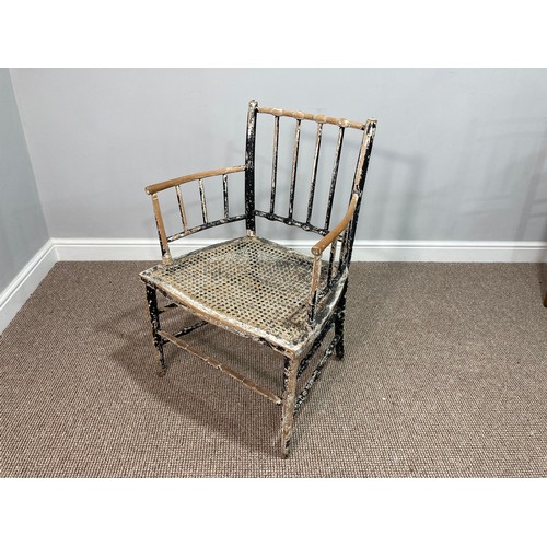 360 - Two Sussex-style chairs, each spindle back with rush seats, together with another Sussex-style arm c... 