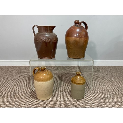 157 - A Parks of Barnstaple stoneware Flagon, H 33cm, together with a flagon for J Quier of B Water, 40cm,... 