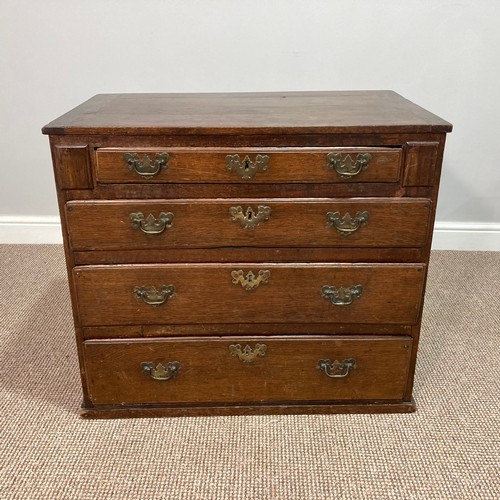 368 - A Georgian oak Chest of Drawers, formerly the upper part of a tallboy, lacks feet, W 76cm x H 66.5cm... 