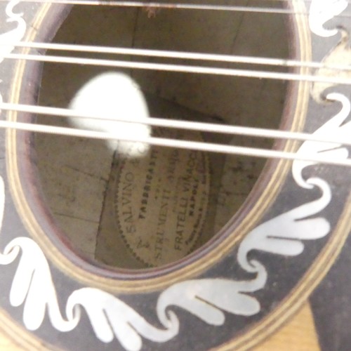 391 - A 19thC Italian rosewood Mandolin, inlaid with Mother-of-Pearl decoration, labelled A Salvino & ... 