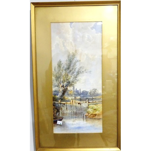 269 - Early 20th century school, Venice, a pair, watercolour, 27cm x 8.5cm, framed, together with six othe... 