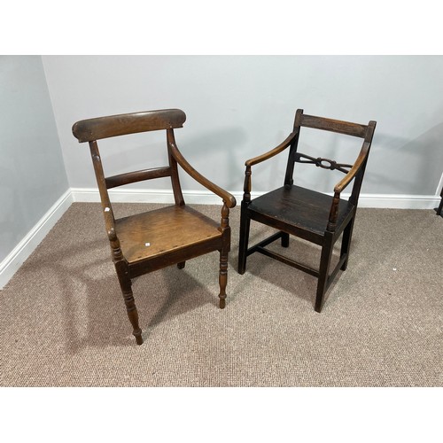 406 - Two 19thC country oak Chairs, one with rush seat (2)