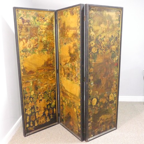 408 - A Victorian three-fold Scrap Screen, W 177cm x H 178cm.