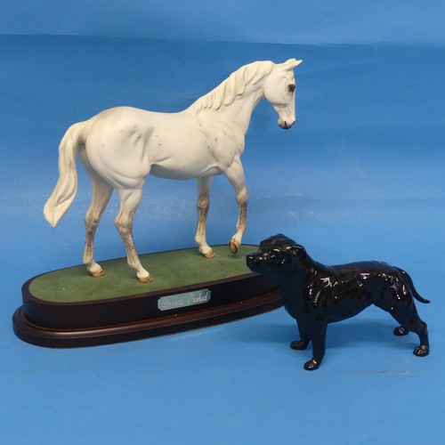 141 - A Royal Doulton model of Desert Orchid, on Plinth, together with a Royal Doulton Staffordshire Bull ... 